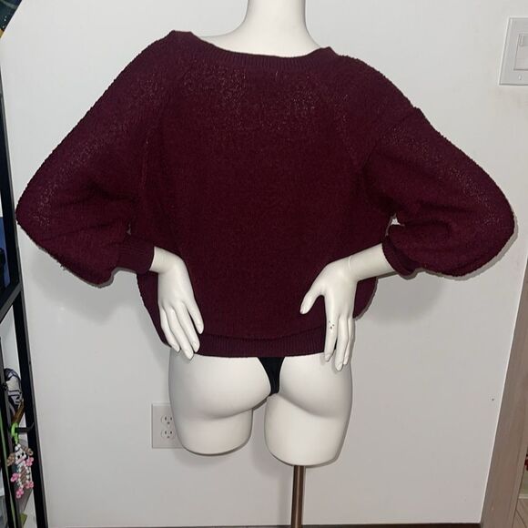 Altar'd State Plum Long Sleeved Cropped Popcorn Knit Sweater Sz M/L - Picture 4 of 8